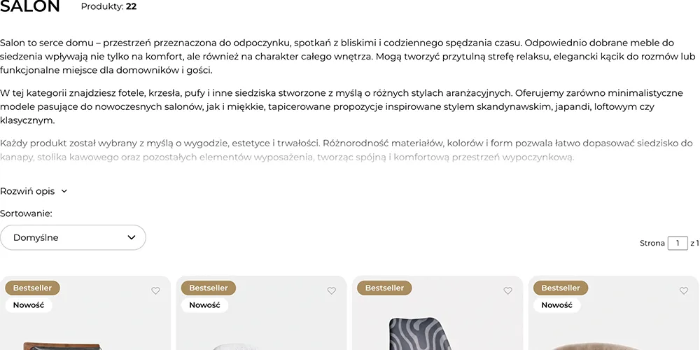 Rozwijane opisy kategorii / kolekcji