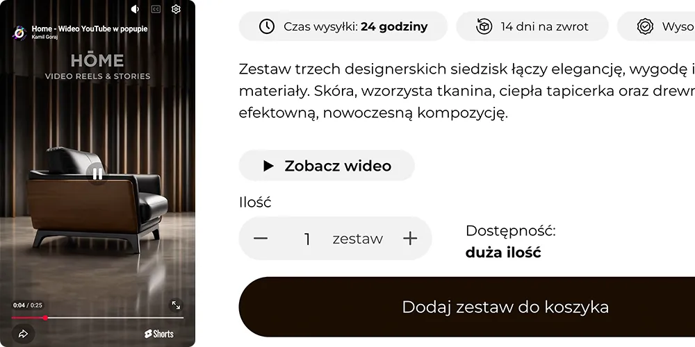 Wideo YouTube w popupie